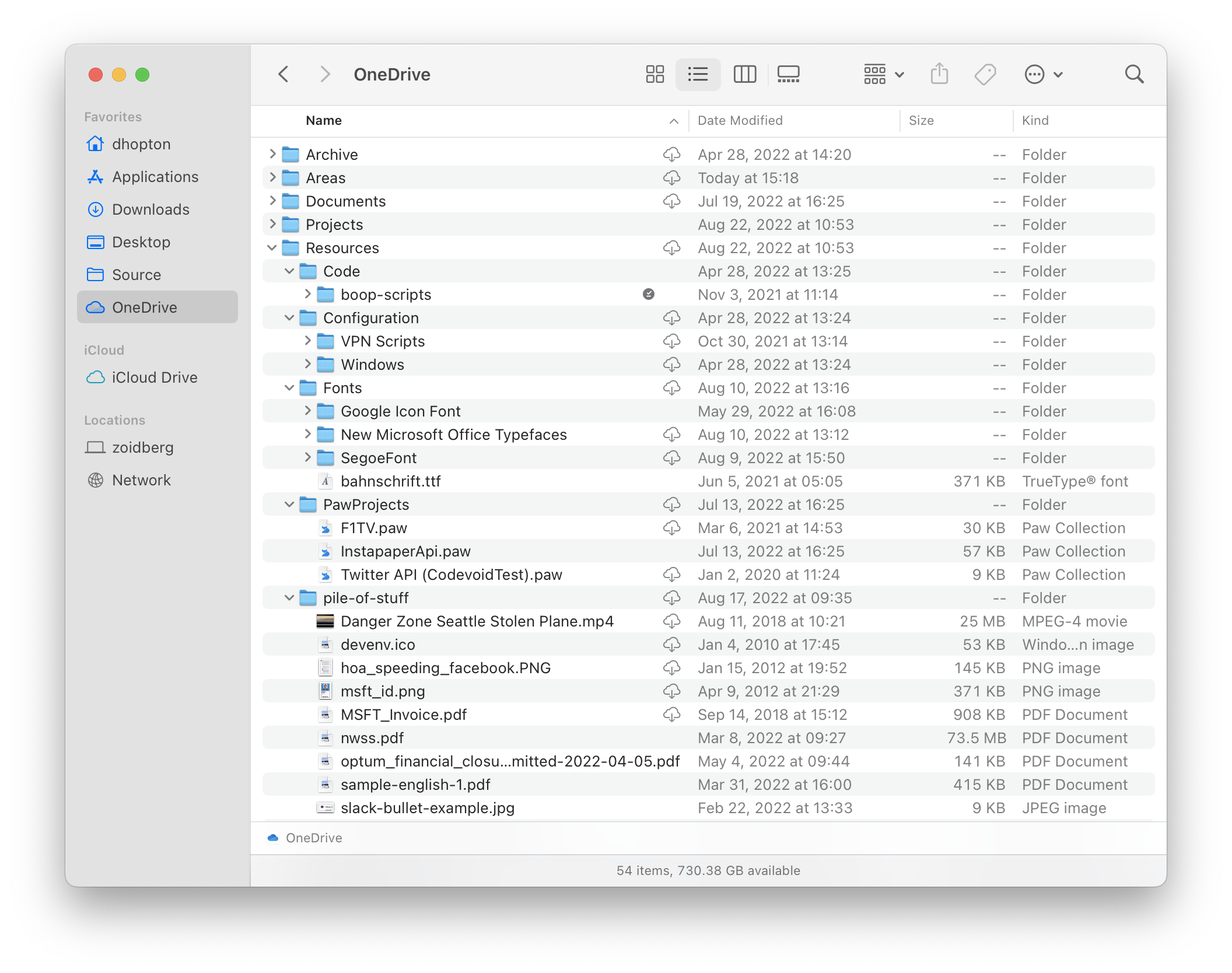 Structured list of files in macOS finder