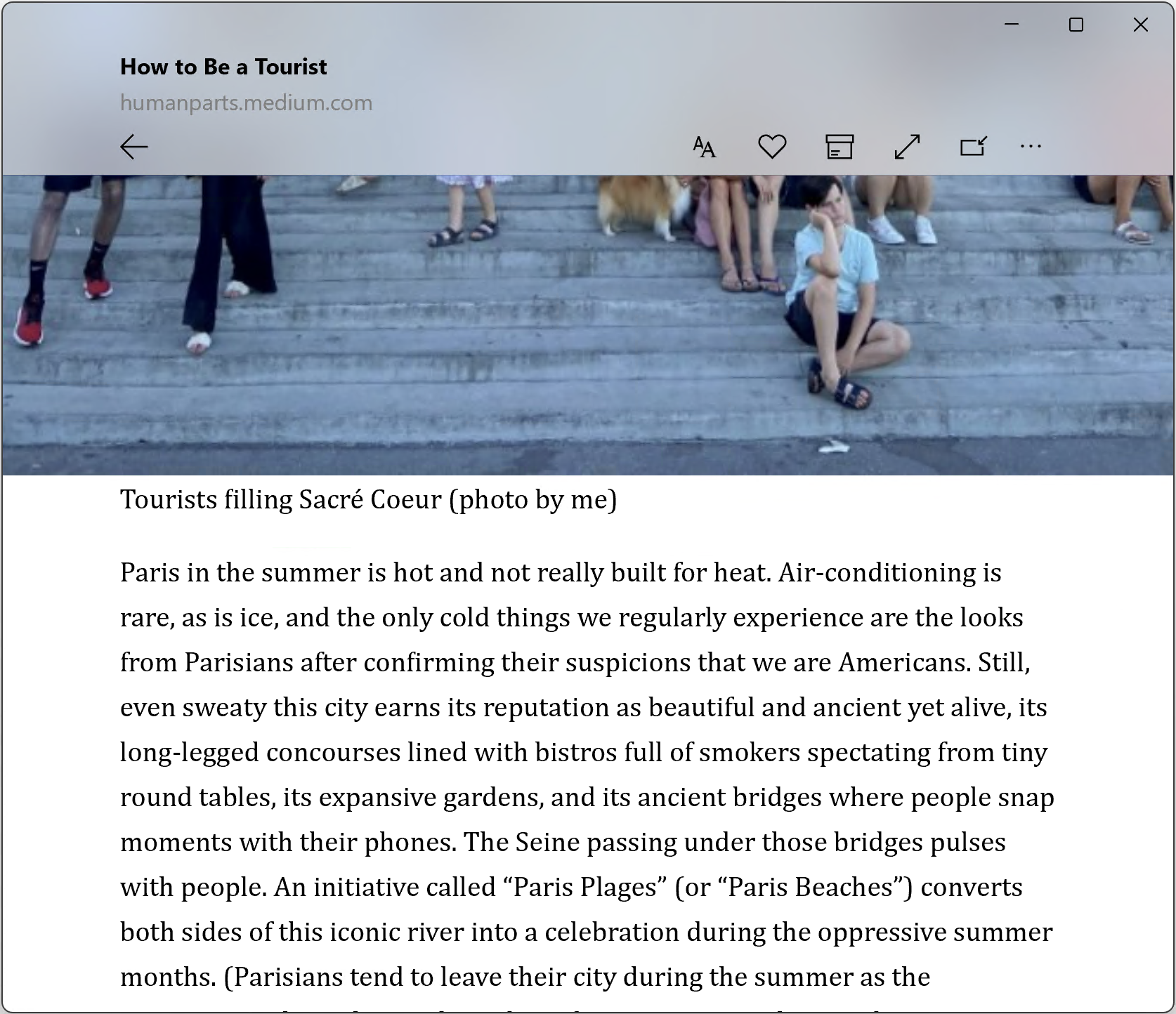 Screenshot of the Storyvoid article viewer